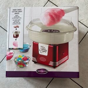 Cotton Candy Maker Nostalgia Red Hard Candy Cotton Candy Maker & Making Kit EUC
